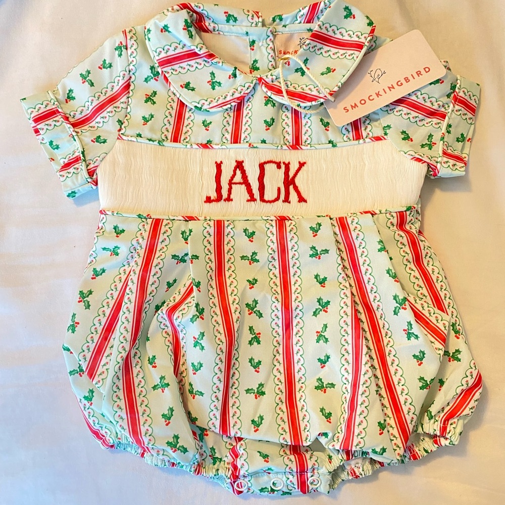 New with tags - Smockingbird - Jack smocked Christmas bubble - 3M